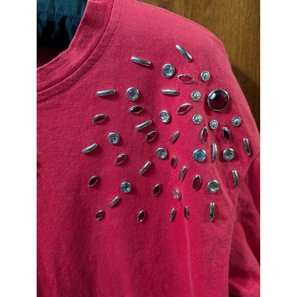 1990s Embellished Top w/ Rhinestone & Silver Studs Eyes On California One Size - Picture 4 of 7